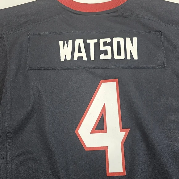 NFL Texans #4 Navy and Red Football Jersey - Picture 8 of 10